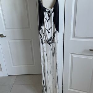 Black and White Tye Dye Young Fabulous and Broke maxi Strapless dress